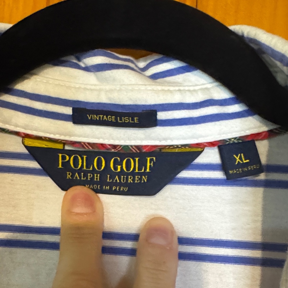 Polo Golf Ralph Lauren Vintage Lisle Striped Polo Shirt in Blue and White - Picture 2 of 11